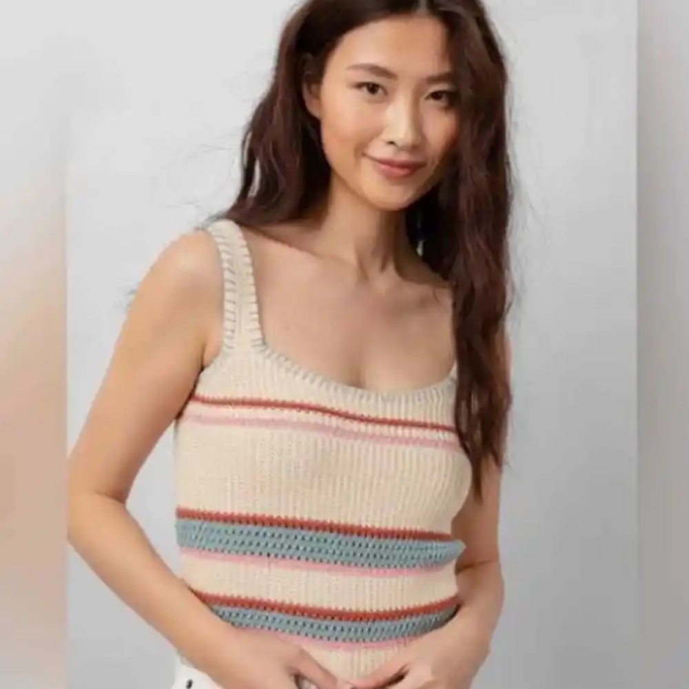 Rails Sienna Cream Rainbow Knit Crochet Tank Top XS like new